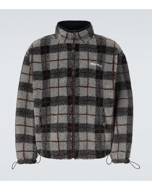 Miu Miu Black Checked Teddy Jacket for men