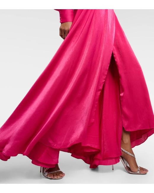 Robe portefeuille Stila en satin Costarellos en coloris Pink