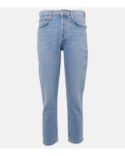 Agolde Blue Riley High-rise Cropped Slim Jeans