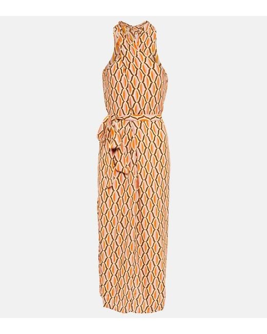 Velvet Metallic Caterina Printed Crepe Midi Dress