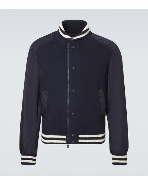 Moncler Collegejacke Aus Rippstrick in Blue für Herren