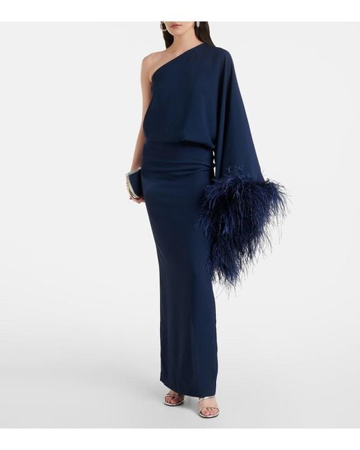 Taller Marmo Blue Feathered Eternity Maxi Dress