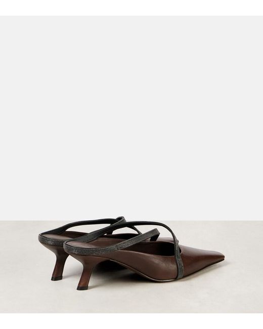 Brunello Cucinelli Brown Monili Leather Mules