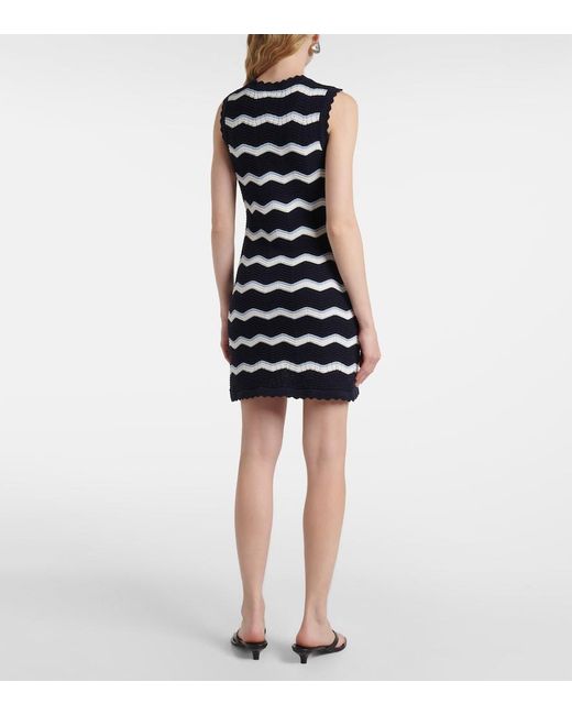 Veronica Beard Blue Templeton Chevron Cotton-Blend Minidress