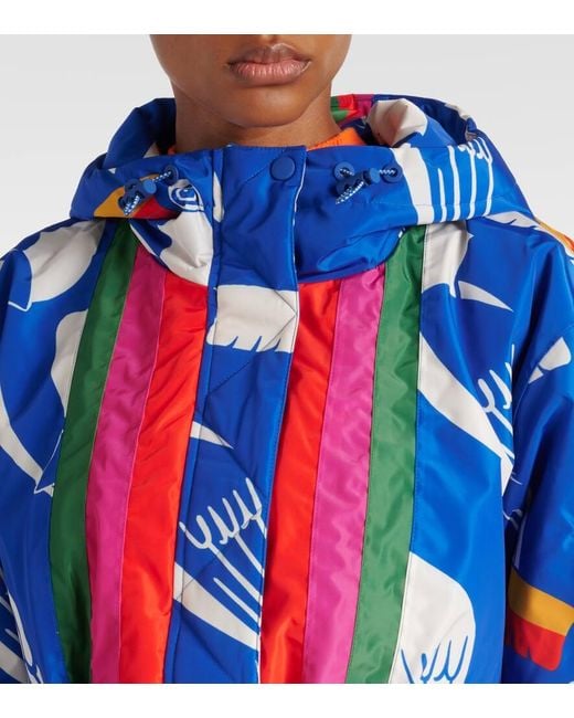 Farm Rio Blue Colorblocked Printed Ski Jacket