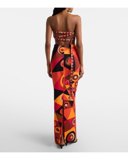 Emilio Pucci Red Occhi Jersey Maxi Skirt