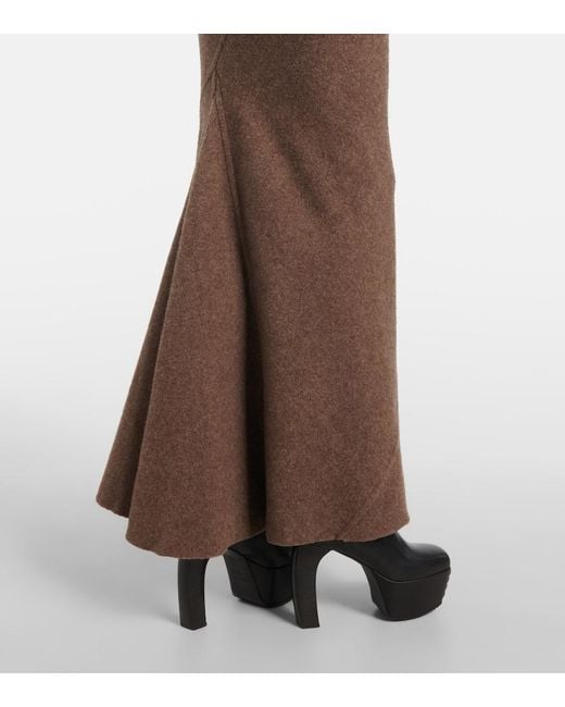 Rick Owens Brown Coda Wool Maxi Skirt