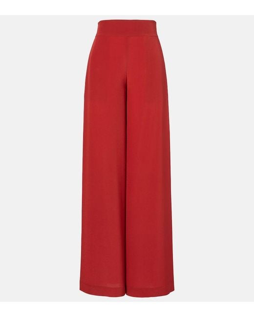 Joseph Red Rihani Silk Wide-Leg Pants