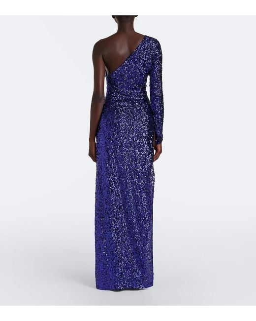 Gucci Purple Sequined One-Shoulder Silk Gown