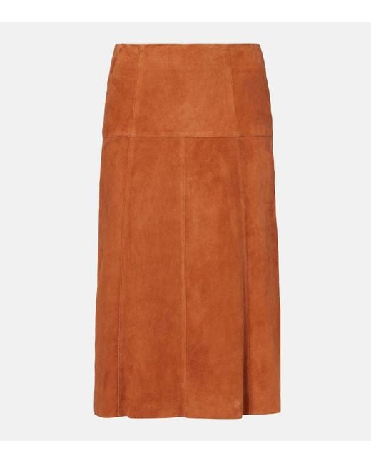 Isabel Marant Orange Devy Suede Midi Skirt