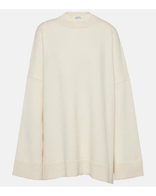 Pullover oversize in cashmere di Loewe in Natural
