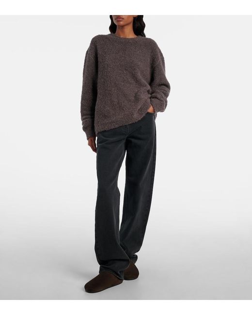 The Row Brown Hudson Shearling-Lined Suede Mules