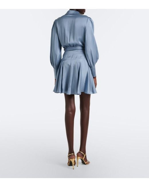 Zimmermann Blue Silk Satin Wrap Dress
