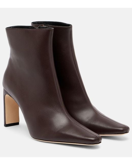 Staud Brown Wally 90 Leather Ankle Boots