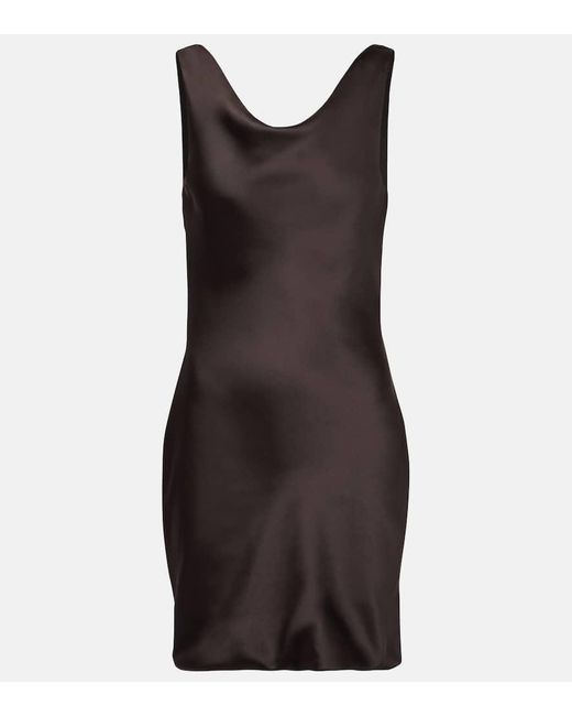 Norma Kamali Black Maria Crepe Satin Minidress