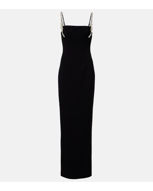 Rachel Gilbert Black Franca Embellished Crepe Corset Gown