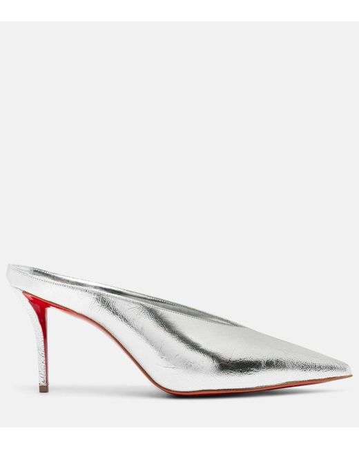 Christian Louboutin White Miss Z Slimimule Leather Heeled Mules 80