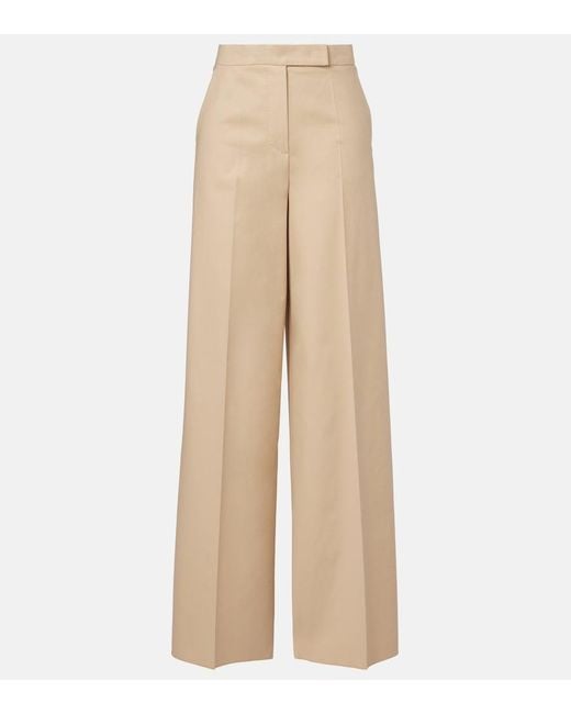 Max Mara Natural Cotton-Blend Wide-Leg Pants