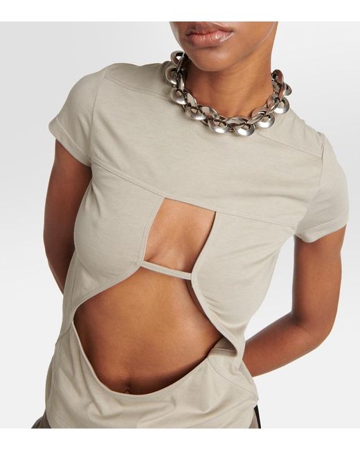Rick Owens White Cutout Cotton T-Shirt
