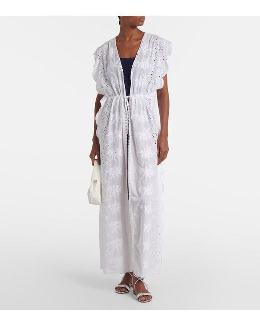 Melissa Odabash White Talitha Broderie Anglaise Cotton Beach Dress