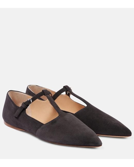 Gabriela Hearst Black Lola Suede Ballet Flats