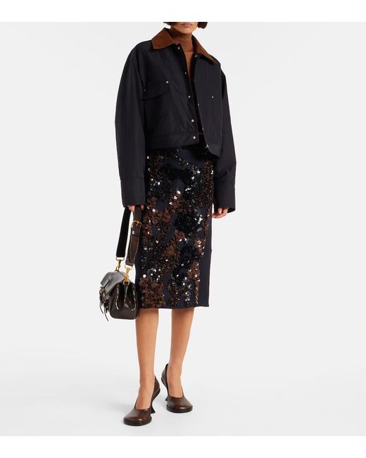 Plan C Black Cropped Twill Jacket