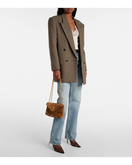 Saint Laurent Natural Loulou Toy Suede Shoulder Bag