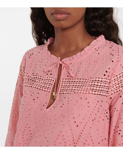 Heidi Klein Pink Cherry Blossom Broderie Anglaise Cotton Mini Dress