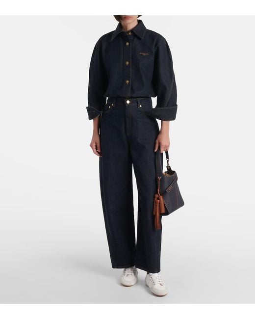 Givenchy Black Schultertasche Belted Mini Hobo Aus Denim