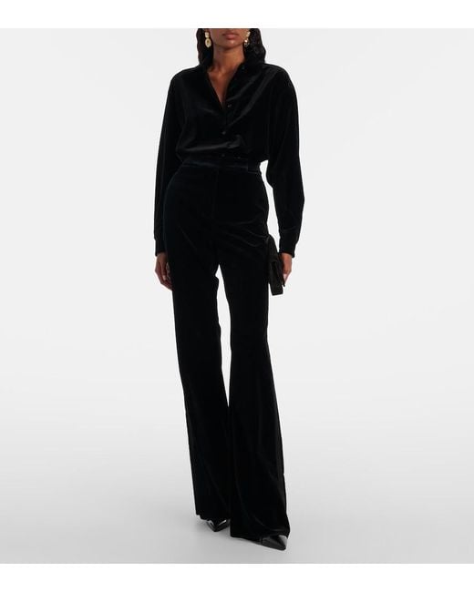 Max Mara Black Cotton Velvet Bodysuit