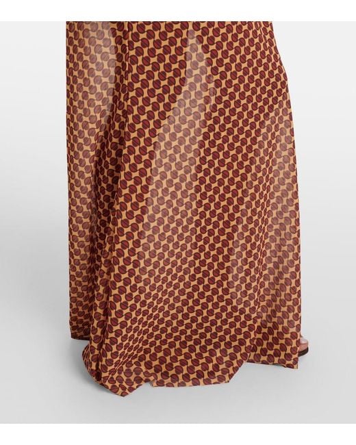 Bananhot Brown Nema Printed Sheer Maxi Dress