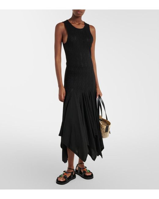 Loewe Black Paula's Ibiza Pointelle Cotton Jersey Maxi Dress