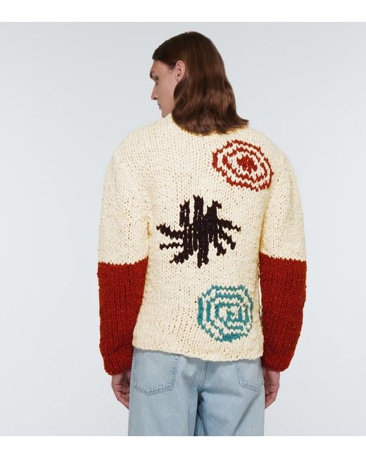 The Elder Statesman Blue Block N Spiral Boucle Sweater for men