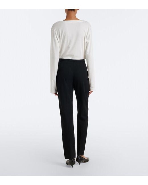 The Row Black Cyril Wool-Blend Slim Pants