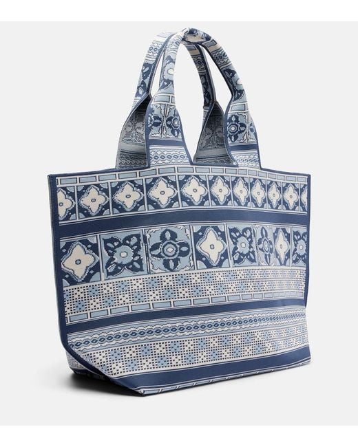 ALÉMAIS Blue Villa Romantica Maxi Jacquard Tote Bag