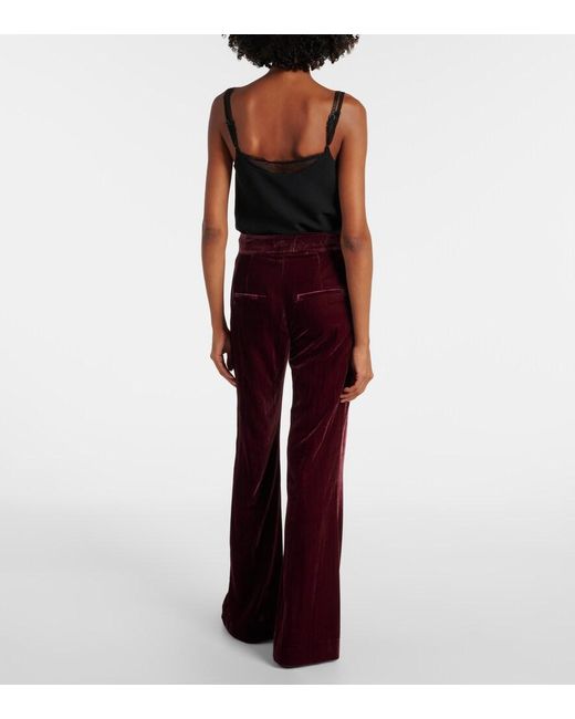 Veronica Beard Lebone High-Rise Velvet Flared Pants