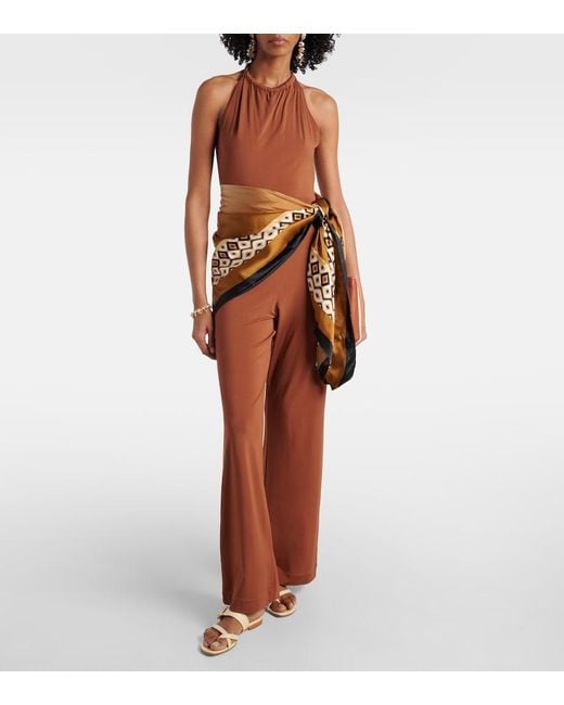 Max Mara Brown Parsec Halterneck Beach Jumpsuit