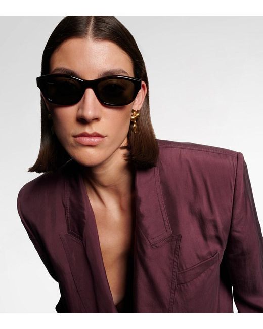 Saint Laurent Brown Monogram Rectangular Sunglasses