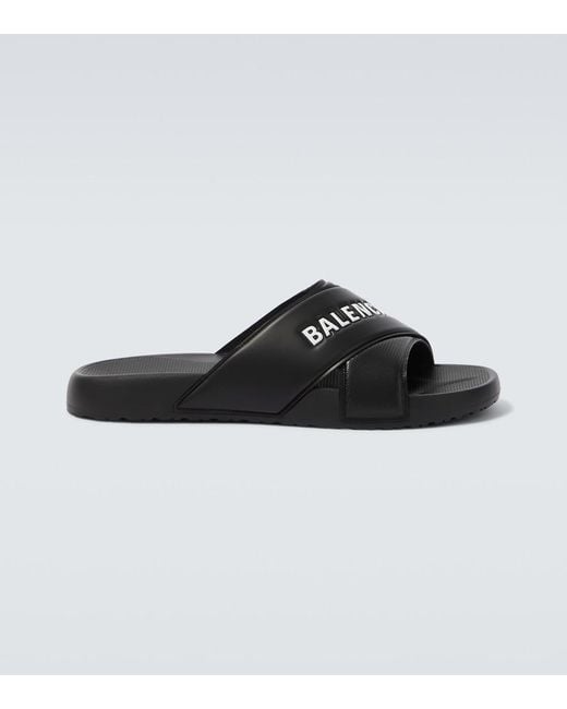 Balenciaga Black Sporty Pool Slides for men