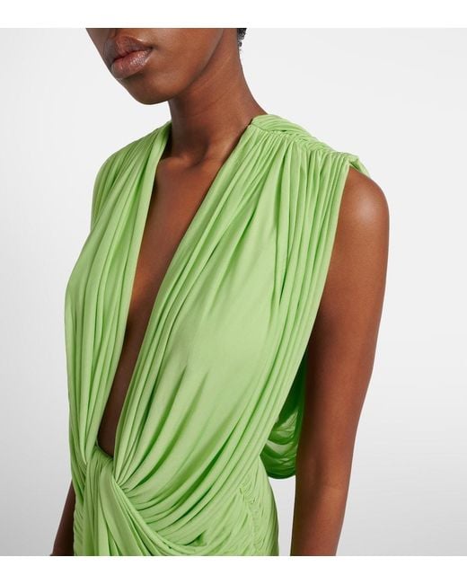 Christopher Esber Green Ripple Draped Jersey Gown