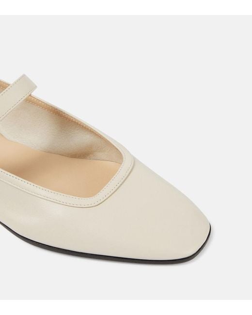 Le Monde Beryl White Leather Mary Jane Ballet Flats