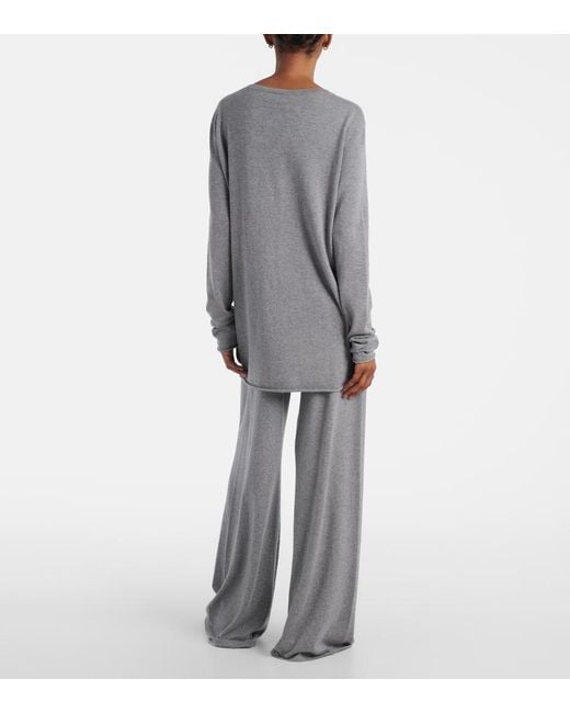 Lisa Yang Gray Maurie Cotton And Cashmere Sweater