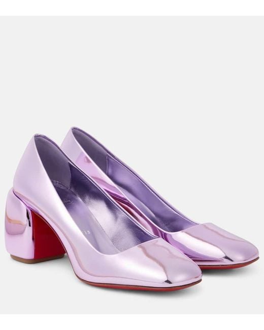 Christian Louboutin Purple Minny 70 Metallic Leather Pumps