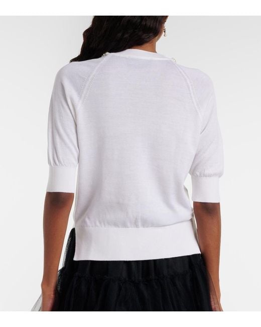 Simone Rocha White Embellished Wool And Silk Top