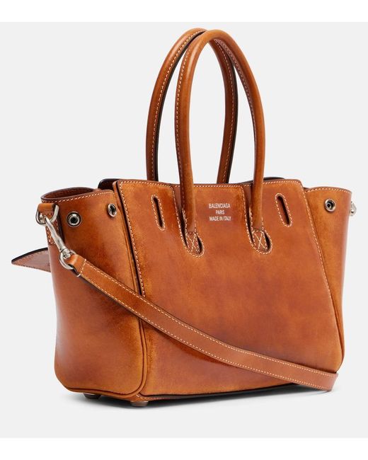 Balenciaga Brown Bel Air Mini Leather Tote Bag