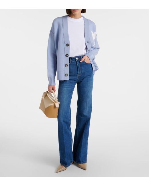 AMI Blue High-Rise Straight Jeans