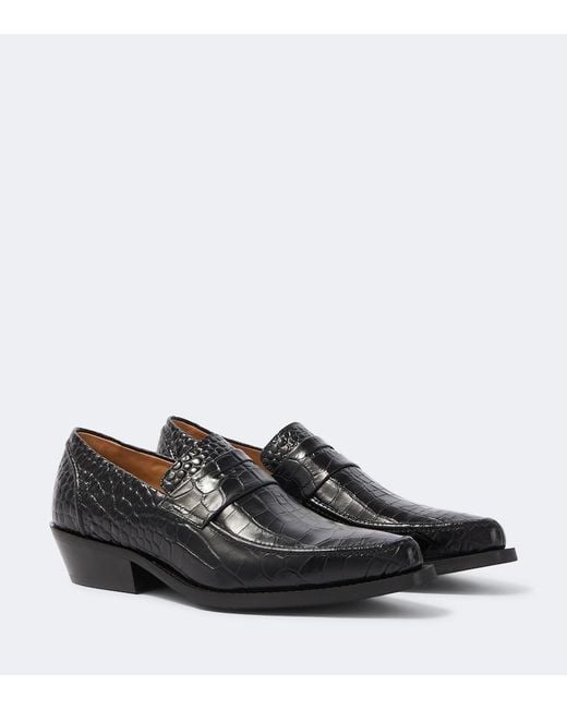 Our Legacy Black Cypher Croc-Effect Leather Loafers for men