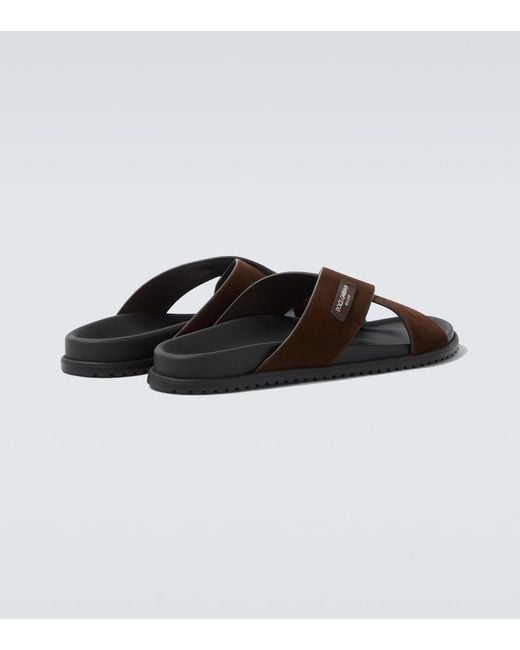 Dolce & Gabbana Brown Suede Slides for men