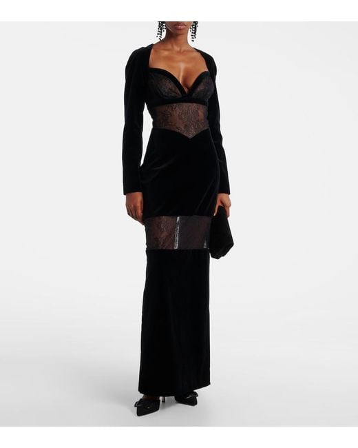 Nina Ricci Black Velvet And Lace Gown