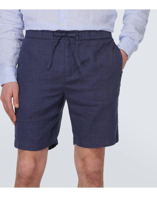 Frescobol Carioca Blue Felipe Linen And Cotton Shorts for men